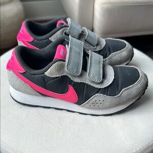 Girls 12.5 Nike Black and Pink Velcro Sneakers